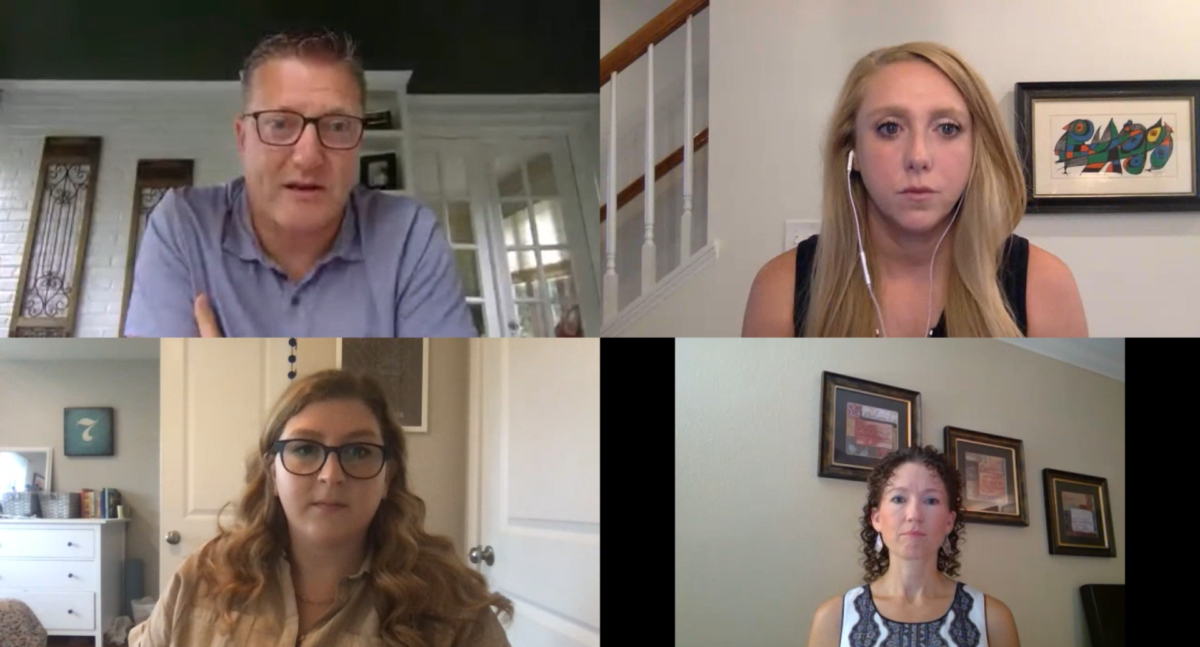 Technical.ly's Paige Gross moderates a panel with SAP's Lloyd Adams, Power Home Remodeling's Michelle Bauer and Entercom's Sarah Harris