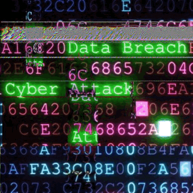 Code on a screen indicating a data breach