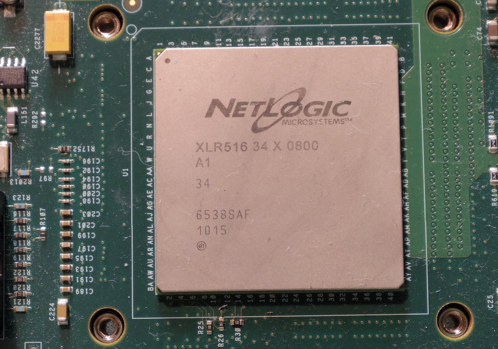 Brown chip on green computer panel