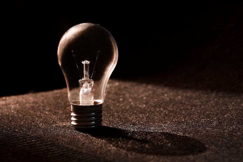 Unlit light bulb on a table