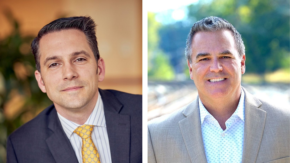 Two pictures of two men in business suits.