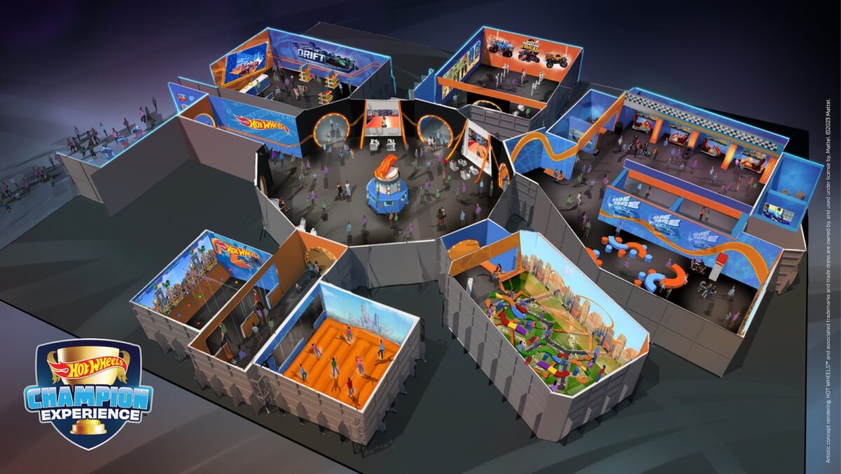 Multicolored rendering of Hot Wheels Champion Experience floorplan.