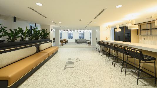 A bar in a modern office.