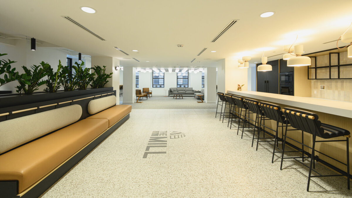 A bar in a modern office.