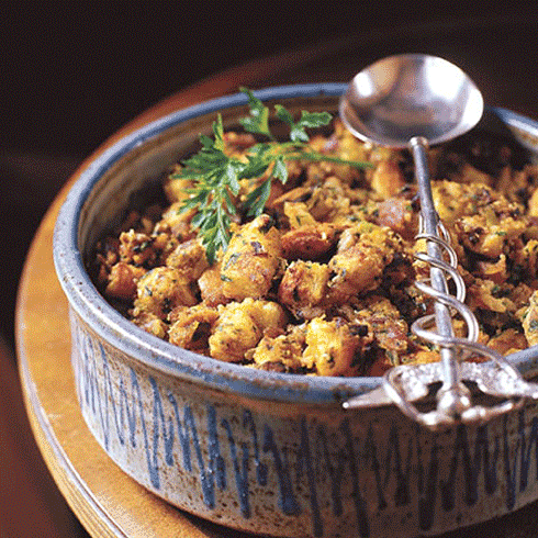 Animated gif of various photos of stuffing in different dishes.