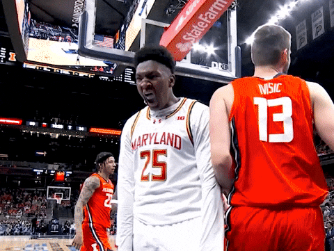 A basketball player yelling