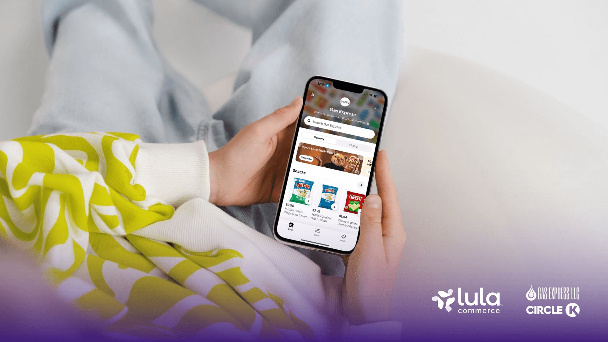 A person holding an app.
