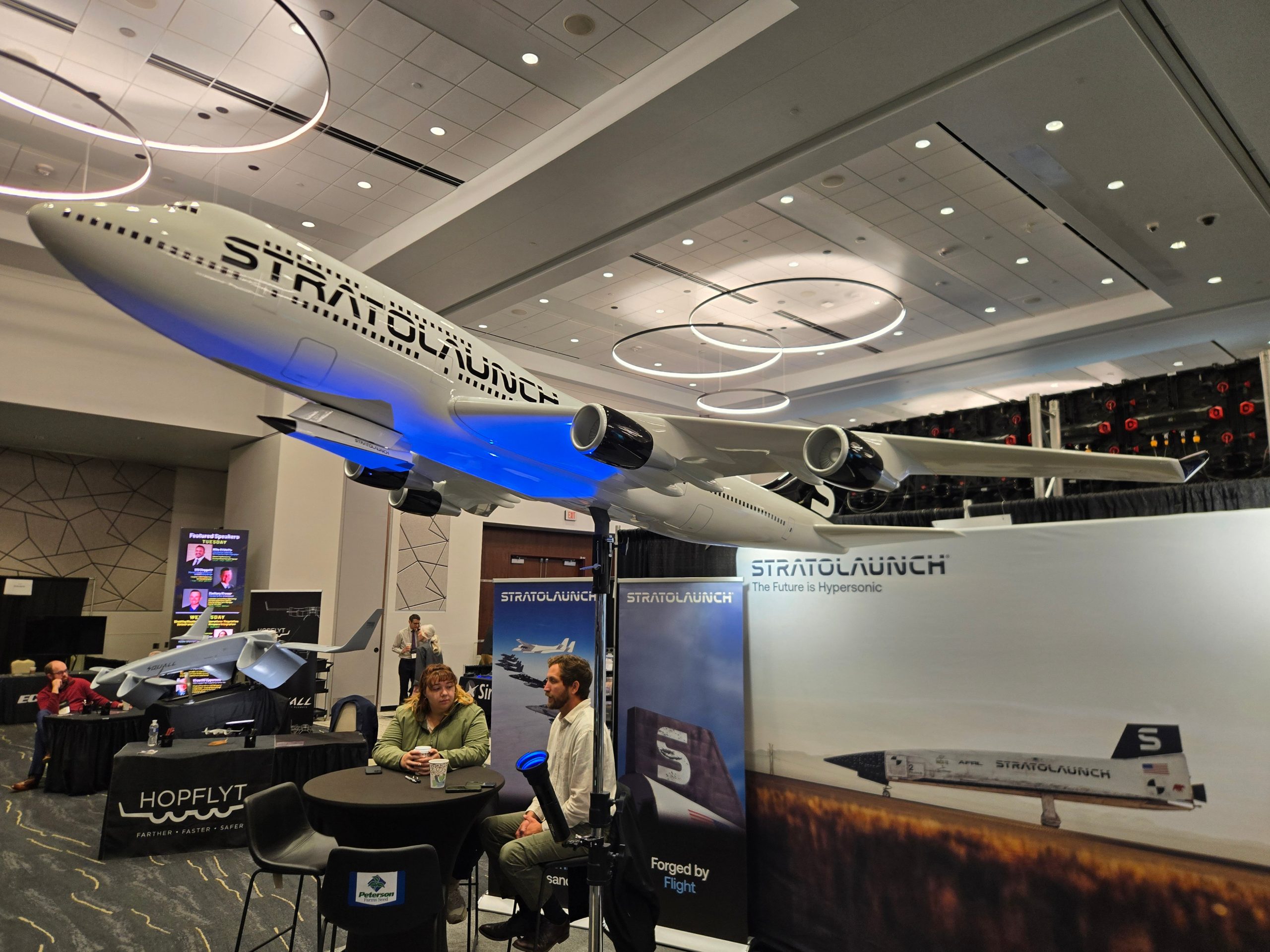Model drone from Stratolaunch on the exhibitor floor at the 2026 UAS Summit & Expo.