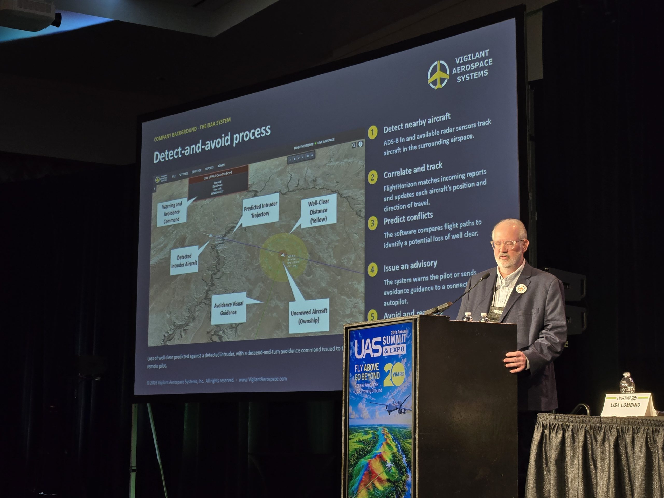 Vigilant Aerospace Systems CEO Kraettli Epperson speaks at the 2026 UAS Summit & Expo.